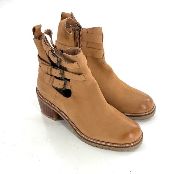 Seychelles Give It a Whirl Ankle Boots 8 Tan NWOT Buckle Ankle Booties Boho - Picture 4 of 7